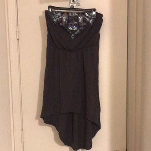 EXPRESS Gray Strapless Dress with Sequins